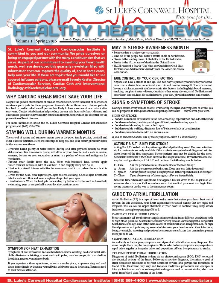 Healthy Heart Newsletter front page